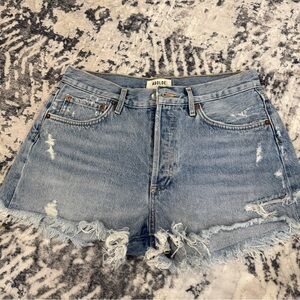 Agolde Light Blue Distressed Jean Shorts size 28